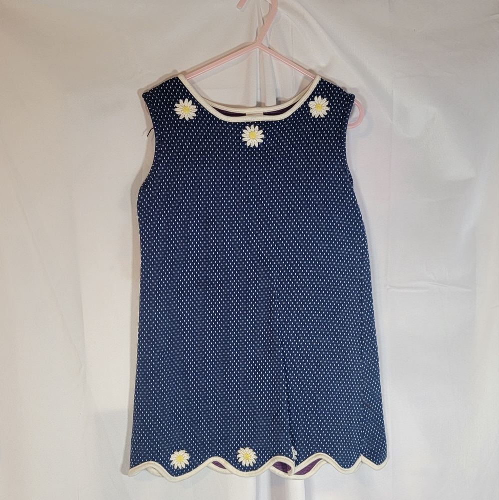 Vintage Blue Dress with White Polka Dots